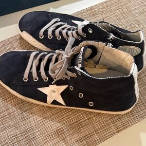 Size 42 Golden Goose Navy Blue Suede Francy, EUC